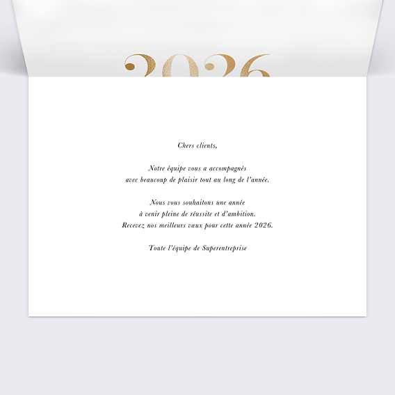 Carte de vœux entreprise Calendrier chiffres et lettres Intérieur Droit