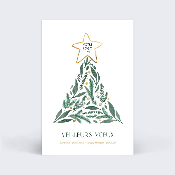 Carte de vœux entreprise Sapin et logo