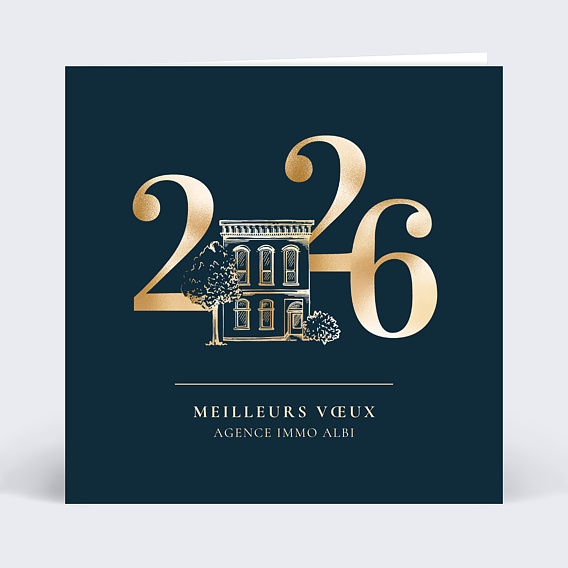 Carte de vœux entreprise Grand chiffre immobilier Recto