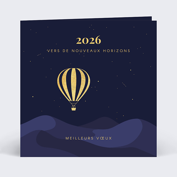 Carte de vœux entreprise Montgolfière Recto