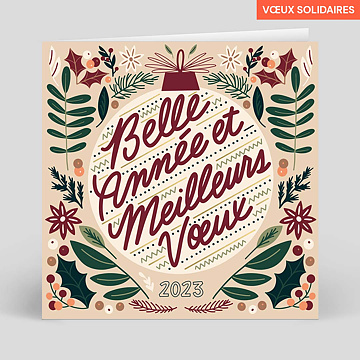 Carte de Voeux Entreprise Secours populaire x Amy Jones - Boule Noël