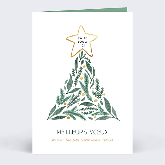Carte de vœux entreprise Sapin et logo