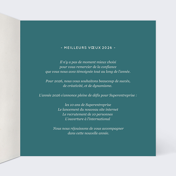 Carte de vœux entreprise Année à Part Intérieur Droit