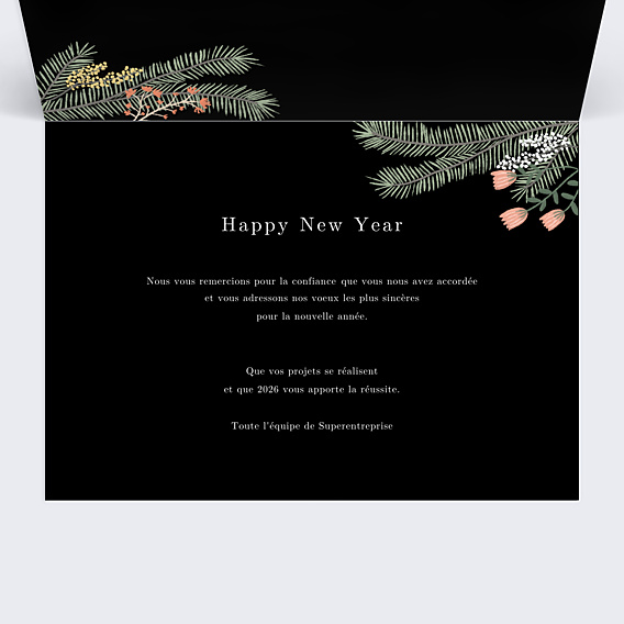 Carte de Voeux Entreprise Calendrier Cadre Floral Élégant