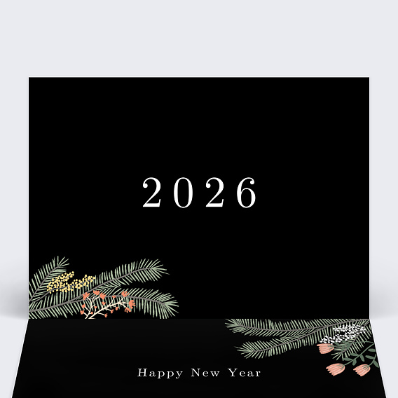 Carte de vœux entreprise Calendrier Cadre Floral Élégant Intérieur Gauche