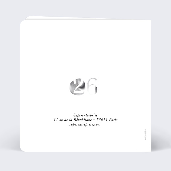Carte de vœux entreprise Bicolore Design Argent Verso