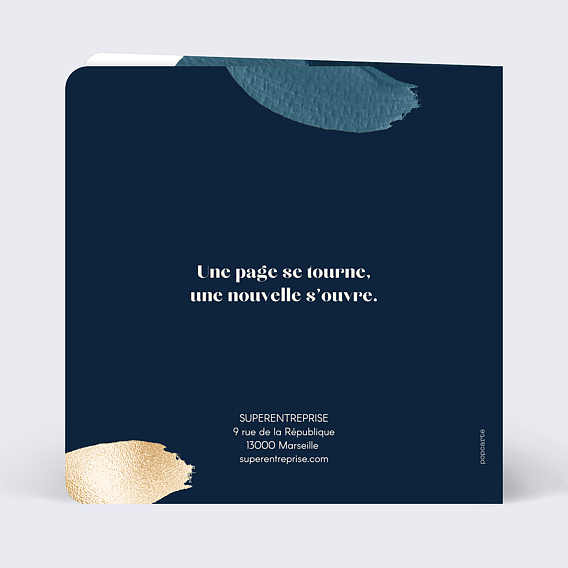 Carte de vœux entreprise Coup de Pinceau Bleu Verso