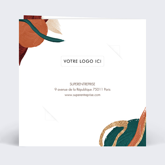 Carte de vœux entreprise Coup de pinceau terracotta avec chocolat Verso