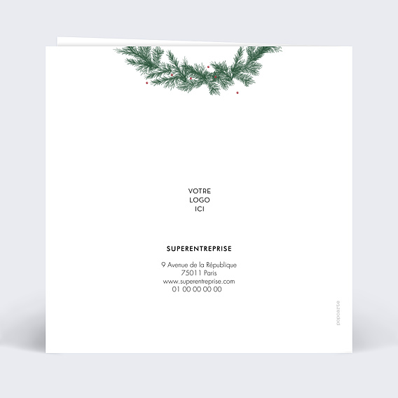 Carte de vœux entreprise Couronne Suspendue Verso