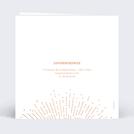 Carte de vœux entreprise Explosion Logo Cuivre Verso