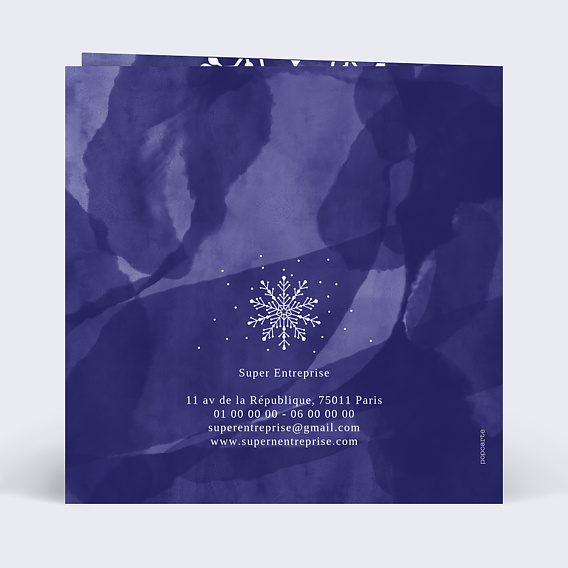 Carte de vœux entreprise Flocon aquarelle Verso