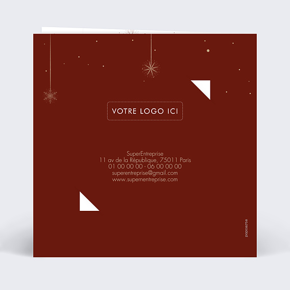 Carte de vœux entreprise Vœux enneigés rouge avec chocolat Verso
