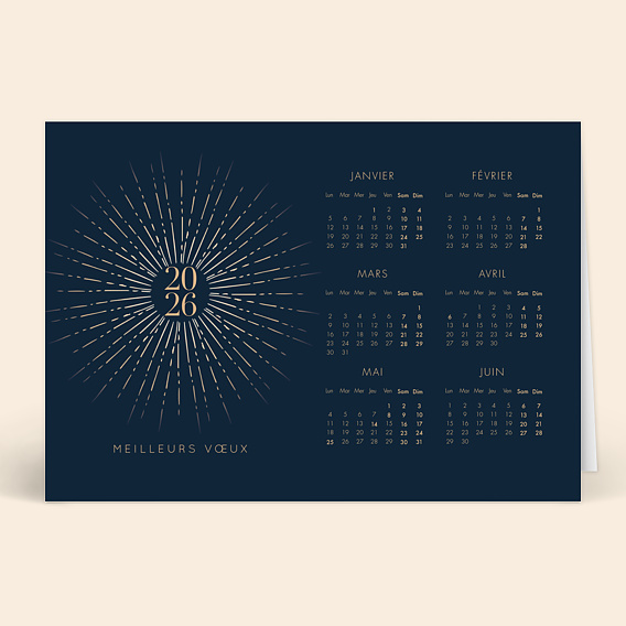 Carte de Voeux Entreprise Calendrier Feux Artifices