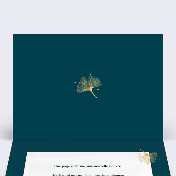 Carte de vœux entreprise Calendrier Ginkgo Intérieur Gauche