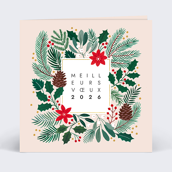 Carte de vœux entreprise Végétaux Noël