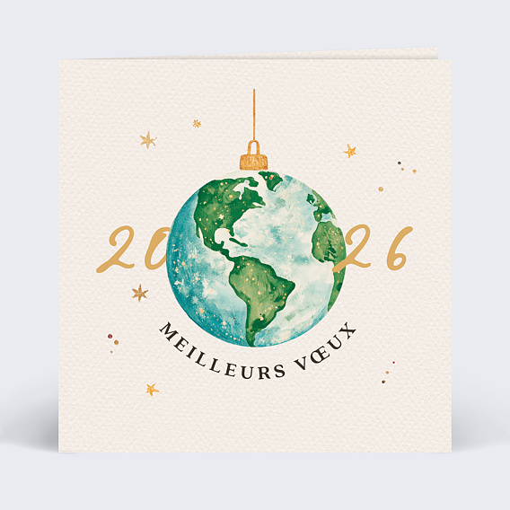 Carte de vœux entreprise Monde suspendu avec graines Recto