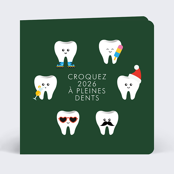 Carte de vœux entreprise Dents en fête Recto