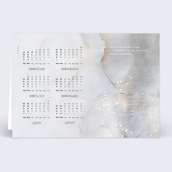 Carte de Voeux Entreprise Calendrier organique nacré