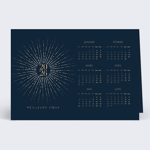 Carte de Voeux Entreprise Calendrier Feux Artifices