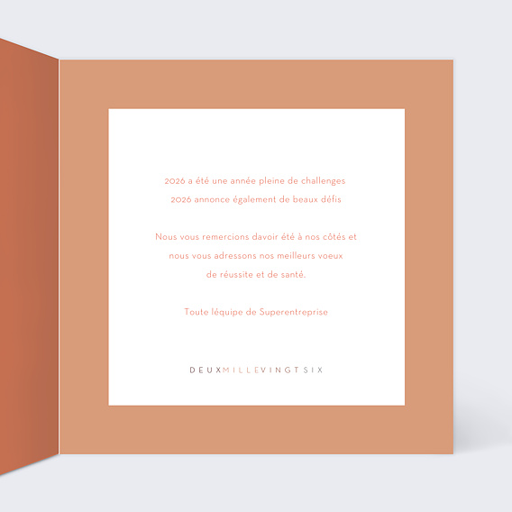 Carte de vœux entreprise Cuivrée Intérieur Droit