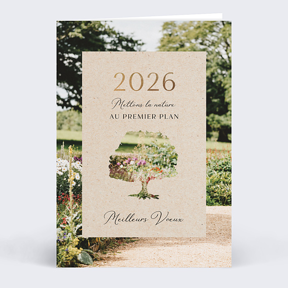 Carte de vœux entreprise Arbre fleuri Recto