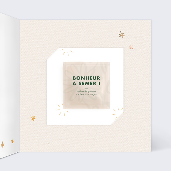 Carte de vœux entreprise Monde suspendu avec graines Intérieur Droit