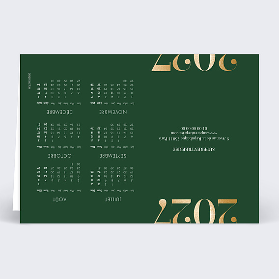 Carte de Voeux Entreprise Calendrier chiffres et lettres