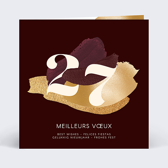 Carte de vœux entreprise Coup de pinceau bordeaux