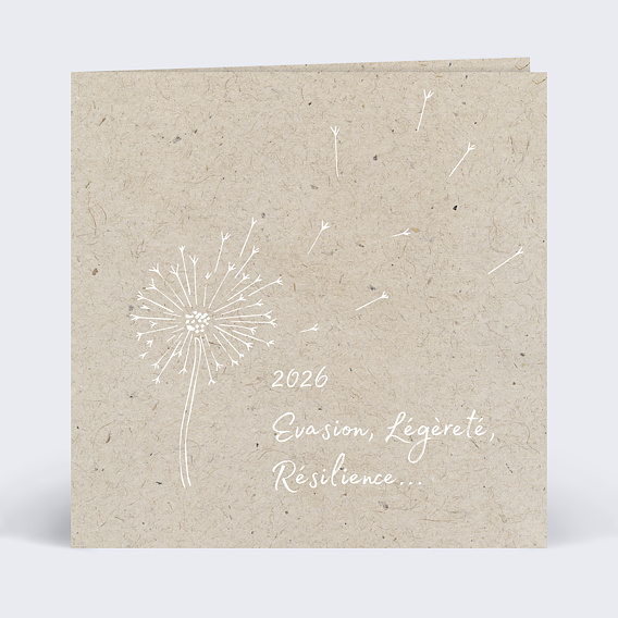 Carte de vœux entreprise Pissenlit Envolée Recto