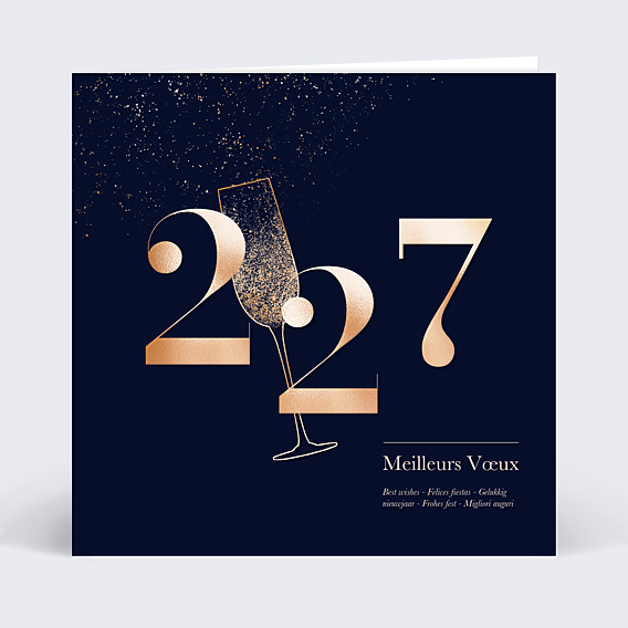 Carte de Voeux Entreprise Année champagne