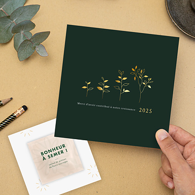 Carte de Voeux Entreprise Plante volutive avec graines