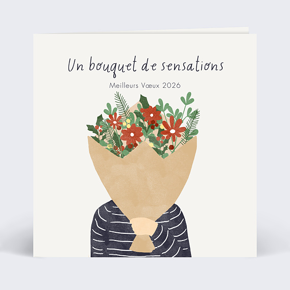 Carte de vœux entreprise Bouquet à Offrir Recto