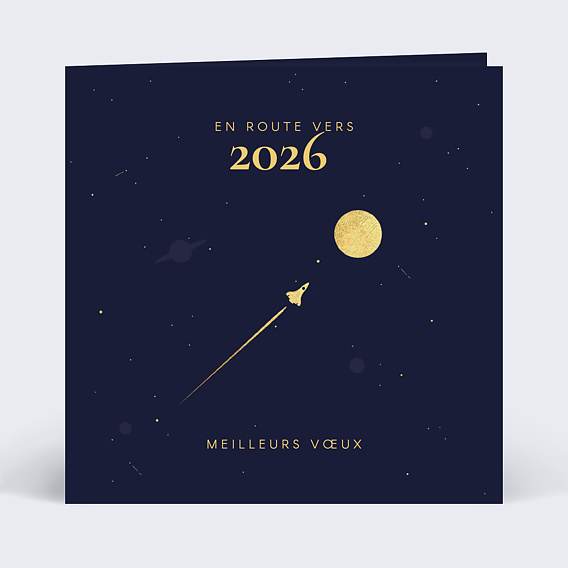 Carte de vœux entreprise Fusée Recto