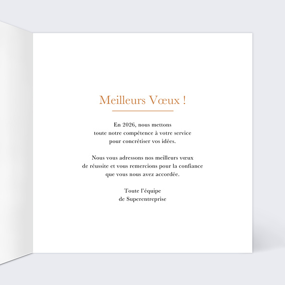 Carte de vœux entreprise Année champagne Intérieur Droit