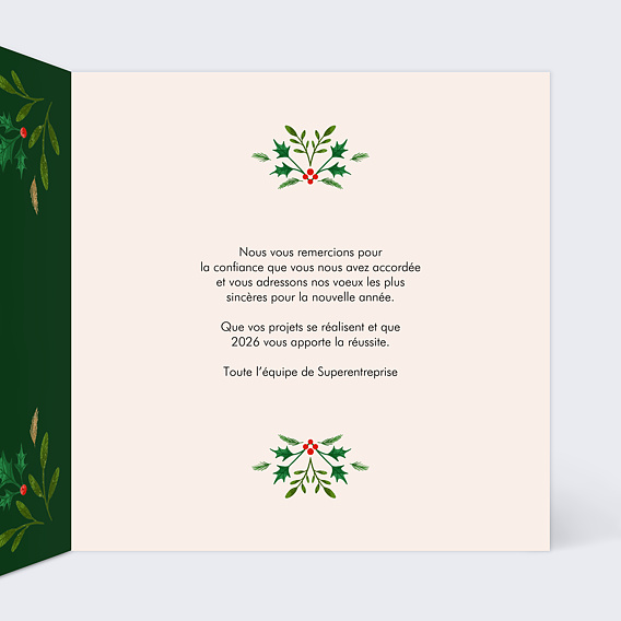 Carte de vœux entreprise Année fleurie Intérieur Droit
