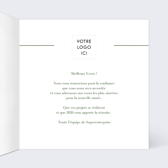 Carte de vœux entreprise Arbre Vert Intérieur Droit