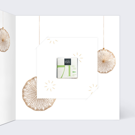 Carte de vœux entreprise Boules de noël logo avec chocolat Intérieur Droit