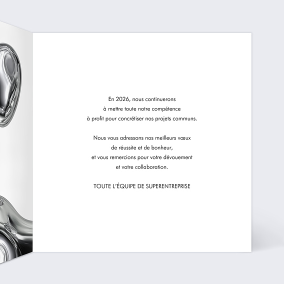 Carte de vœux entreprise Chromé Intérieur Droit