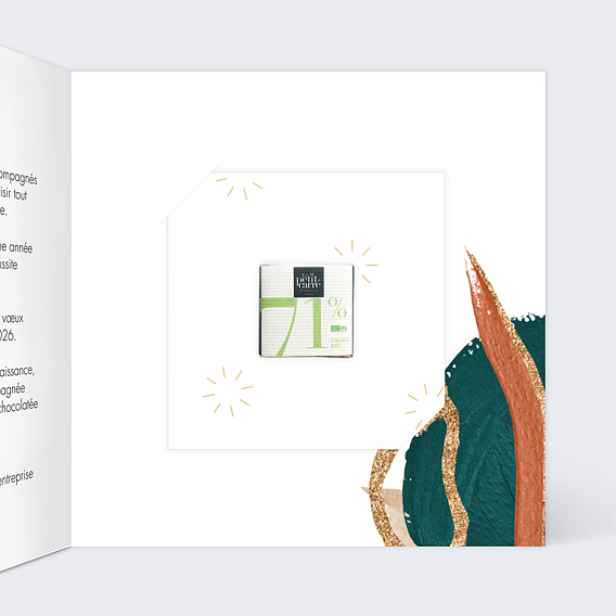 Carte de vœux entreprise Coup de pinceau terracotta avec chocolat Intérieur Droit
