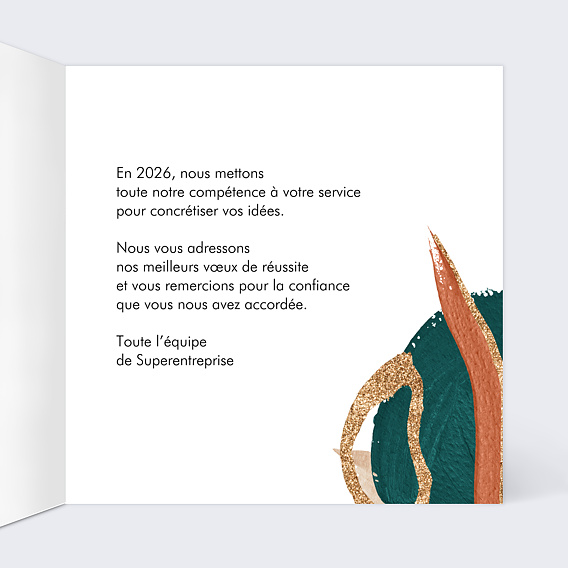 Carte de vœux entreprise Coup de pinceau terracotta Intérieur Droit