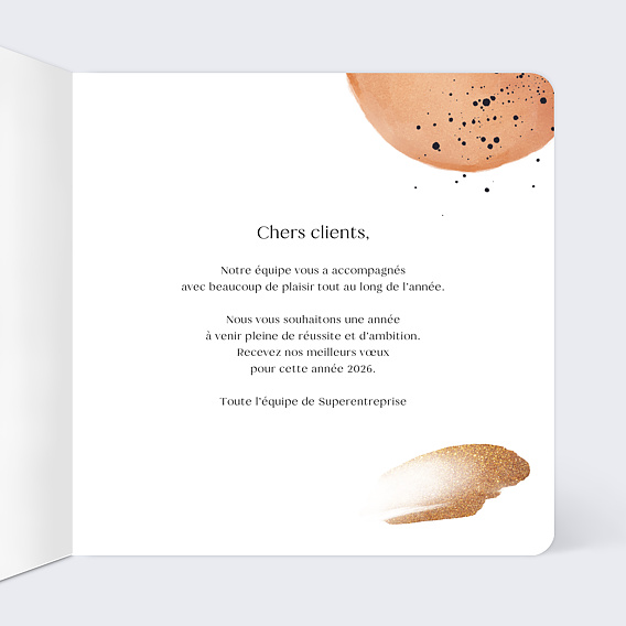 Carte de vœux entreprise Coup de pinceau Intérieur Droit