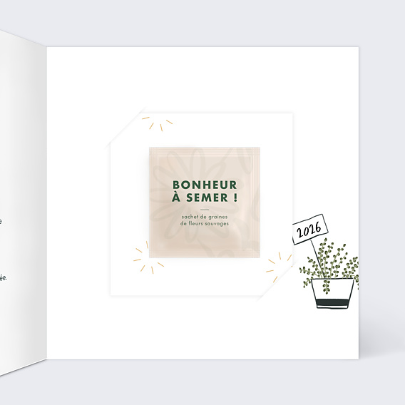 Carte de vœux entreprise Cultiver avec graines Intérieur Droit