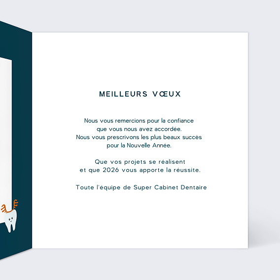Carte de vœux entreprise Dents de Sagesse Intérieur Droit