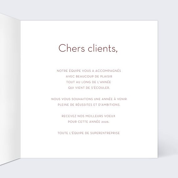 Carte de vœux entreprise Enthousiasme Intérieur Droit