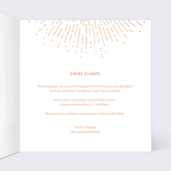 Carte de vœux entreprise Explosion Logo Cuivre Intérieur Droit