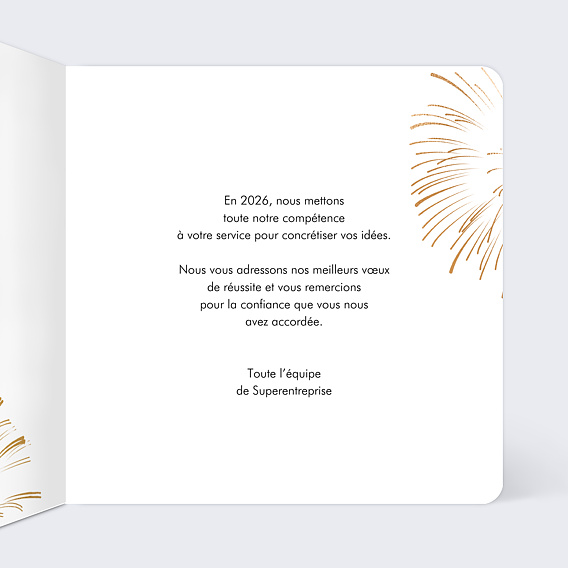 Carte de vœux entreprise Feu artifice logo Intérieur Droit