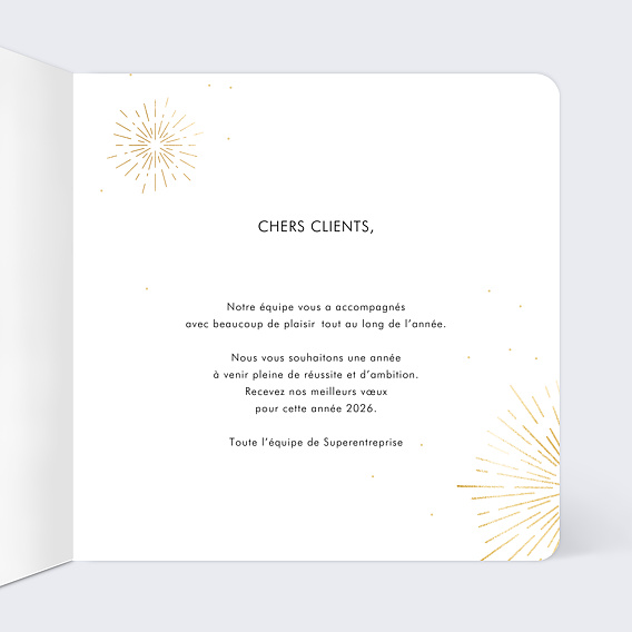 Carte de vœux entreprise Feu d'artifice Logo Intérieur Droit
