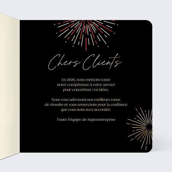 Carte de vœux entreprise Feux d’Artifice Colorés Intérieur Droit