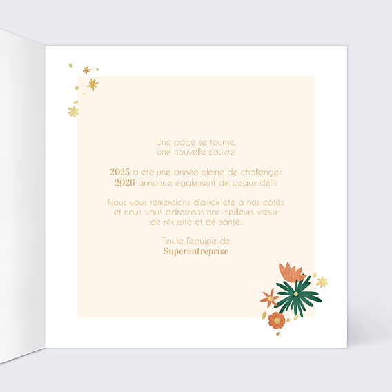 Carte de vœux entreprise Floraison Intérieur Droit