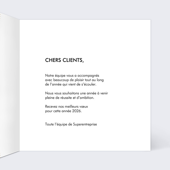 Carte de vœux entreprise Horloge Intérieur Droit